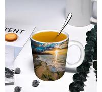 YOIUE Funny Coffee Mug - 11Oz Cups 330ml - Colored Mug Cup - Gift for Birthday,Work,Office,Seaside Scenery, Sea Surface, Reef Rock, Beautiful Sky,White Printed Coffee Cupgift