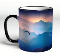 YOIUE Funny Coffee Mug - 11Oz Cups 330ml - Colored Mug Cup - Gift for Birthday,Work,Office,Sports Set, Paragliding Flying Over The Majestic Mountains Morning Valley Sunr,White Printed Coffee Cupgift