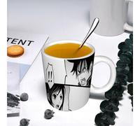 YOIUE Funny Coffee Mug - 11Oz Cups 330ml - Colored Mug Cup - Gift for Birthday,Work,Office,Typical Japanese Comics Strip with boy and Girl Fight,White Printed Coffee Cupgift