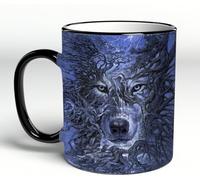 YOIUE Funny Coffee Mug - 11Oz Cups 330ml - Colored Mug Cup - Gift for Birthday,Work,Office,Wolf,White Printed Coffee Cupgift