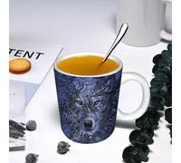 YOIUE Funny Coffee Mug - 11Oz Cups 330ml - Colored Mug Cup - Gift for Birthday,Work,Office,Wolf,White Printed Coffee Cupgift