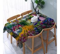 YOIUE Tablecloth,Table Cloth for Rectangle,Abstract colorful flowers hand brush acrylic painting on canvas wallpa,Wrinkle Resistant Decorative Table Cover for Kitchen Dining Parties Picnic 54 x 72 in