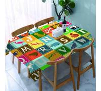 YOIUE Tablecloth,Table Cloth for Rectangle,Animal Alphabet. Zoo alphabet .,Wrinkle Resistant Decorative Table Cover for Kitchen Dining Parties Picnic 54 x 72 in