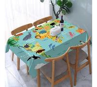 YOIUE Tablecloth,Table Cloth for Rectangle,Animal Children's World Map,Wrinkle Resistant Decorative Table Cover for Kitchen Dining Parties Picnic 54 x 72 in