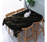 YOIUE Tablecloth,Table Cloth for Rectangle,Black and Gold Marble Design Artwork,Wrinkle Resistant Decorative Table Cover for Kitchen Dining Parties Picnic 54 x 72 in