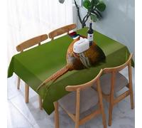 YOIUE Tablecloth,Table Cloth for Rectangle,Common Pheasant bird with long tail on the green grass ow animal in th,Wrinkle Resistant Decorative Table Cover for Kitchen Dining Parties Picnic 54 x 72 in