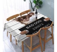 YOIUE Tablecloth,Table Cloth for Rectangle,Funny Cute Chihuahua Dog Holding a Placard While a Mugshot is Taken,Wrinkle Resistant Decorative Table Cover for Kitchen Dining Parties Picnic 54 x 72 in