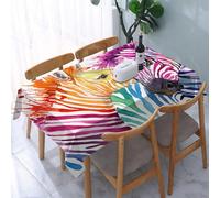 YOIUE Tablecloth,Table Cloth for Rectangle,Funny zebra T-shirt graphics rainbow zebra illustration with splash wa,Wrinkle Resistant Decorative Table Cover for Kitchen Dining Parties Picnic 54 x 72 in