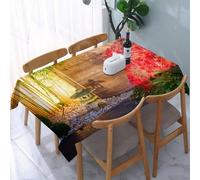YOIUE Tablecloth,Table Cloth for Rectangle,Garden Japanese Stone Lantern and Red Maple Tree in an Autumnal Garden,Wrinkle Resistant Decorative Table Cover for Kitchen Dining Parties Picnic 54 x 72 in