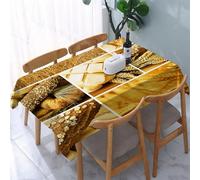 YOIUE Tablecloth,Table Cloth for Rectangle,Harvest,Collage Story Wheat Various Types of Bread Baking Culture,Wrinkle Resistant Decorative Table Cover for Kitchen Dining Parties Picnic 54 x 72 in
