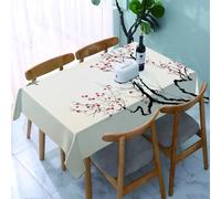 YOIUE Tablecloth,Table Cloth for Rectangle,Japanese painting classic Asian style flower flower branches and m,Wrinkle Resistant Decorative Table Cover for Kitchen Dining Parties Picnic 54 x 72 in