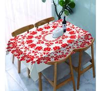YOIUE Tablecloth,Table Cloth for Rectangle,Kalocsai red floral embroidery - Hungarian round folk art pattern,Wrinkle Resistant Decorative Table Cover for Kitchen Dining Parties Picnic 54 x 72 in