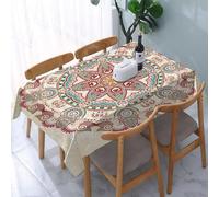 YOIUE Tablecloth,Table Cloth for Rectangle,Mandala, Mandala Oriental Figure Vintage Style Boho Art Geometric Shap,Wrinkle Resistant Decorative Table Cover for Kitchen Dining Parties Picnic 54 x 72 in