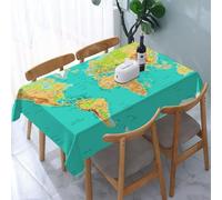 YOIUE Tablecloth,Table Cloth for Rectangle,Map, world map geography continents and countries,Wrinkle Resistant Decorative Table Cover for Kitchen Dining Parties Picnic 54 x 72 in