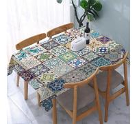 YOIUE Tablecloth,Table Cloth for Rectangle,Moroccan Set,Floral Patchwork Design with Arabesque Figure and Shapes,Wrinkle Resistant Decorative Table Cover for Kitchen Dining Parties Picnic 54 x 72 in