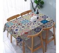 YOIUE Tablecloth,Table Cloth for Rectangle,Mosaic Theme Mosaic Ceramic View Moroccan Tile Tradi Actions,Wrinkle Resistant Decorative Table Cover for Kitchen Dining Parties Picnic 54 x 72 in