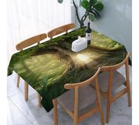 YOIUE Tablecloth,Table Cloth for Rectangle,Mystic Fairy Tree of Life Enchanted Forest Mystical Lights Digi,Wrinkle Resistant Decorative Table Cover for Kitchen Dining Parties Picnic 54 x 72 in