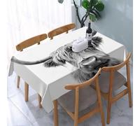 YOIUE Tablecloth,Table Cloth for Rectangle,Scottish Highland Cattle on white background.,Wrinkle Resistant Decorative Table Cover for Kitchen Dining Parties Picnic 54 x 72 in