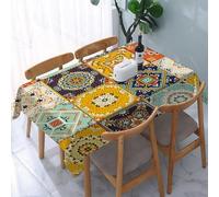 YOIUE Tablecloth,Table Cloth for Rectangle,Talavera pattern. Indian patchwork. Azulejos portugal. Turkish ornamen,Wrinkle Resistant Decorative Table Cover for Kitchen Dining Parties Picnic 54 x 72 in