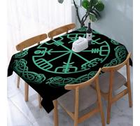 YOIUE Tablecloth,Table Cloth for Rectangle,Vegvisir the Magic Navigation Compass of ancient Icelandic Vikings wit,Wrinkle Resistant Decorative Table Cover for Kitchen Dining Parties Picnic 54 x 72 in
