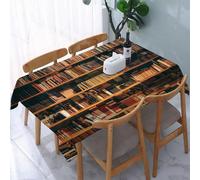 YOIUE Tablecloth,Table Cloth for Rectangle,View of shelves with old books in library,Wrinkle Resistant Decorative Table Cover for Kitchen Dining Parties Picnic 54 x 72 in