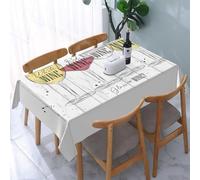 YOIUE Tablecloth,Table Cloth for Rectangle,Wine, four main types of wine with their names glasses vintage rustic,Wrinkle Resistant Decorative Table Cover for Kitchen Dining Parties Picnic 54 x 72 in
