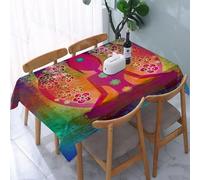 YOIUE Tablecloth,Table Cloth for Rectangle,Yoga, Colored Chakra Points Padmasana, Breath,Wrinkle Resistant Decorative Table Cover for Kitchen Dining Parties Picnic 54 x 72 in