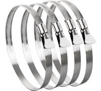 YoiYee 118-140mm Hose Clamp, 304 Stainless Steel Adjustable Pipe Clip with Thumbscrew, Butterfly Type Metal Worm Drive Ducting Strap for Securing Gas/Fuel Line, Pack of 4