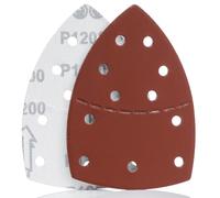 YoiYee 1200 Grit Sanding Sheet Set, Mouse Detail Sander Sandpaper, Delta Triangular Sand Paper Pad, Hook and Loop Fastening, 11 Holes, Accessories for Multi-Sander, Red, 10 Pack