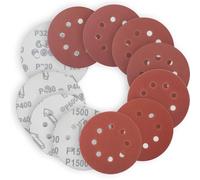 YoiYee Fine to Ultra Fine Set Aluminium Oxide Abrasive Sanding Discs 125mm, 8 Hole Hook & Look Discs with P320/400/600/800/1000/1200/1500 Grit for Orbital Sanders, Pack of 35 (5pcs/grit)