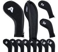 YoiYee Golf Club Iron Head Covers Set - 12 Pieces with Waterproof Zipper, Number Labels - Fits 3-9, Pw, Aw, Sw, Lw - Protective Covers for Men and Women - Golf Accessory