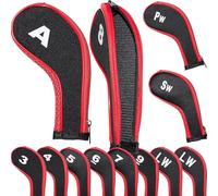 YoiYee Golf Club Iron Head Covers Set - 12 Pieces with Waterproof Zipper, Number Labels - Fits 3-9, Pw, Aw, Sw, Lw - Protective Covers for Men and Women - Golf Accessory