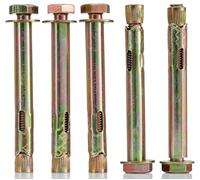 YoiYee M10*100mm Sleeve Anchor Hex Bolts, Heavy Duty Expansion Through Bolts for Concrete, Brick & Masonry Fixings, Zinc Plated Steel, Ideal for Builders, DIYers & Professionals, 5 Pack