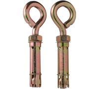 YoiYee M10 x 70mm Masonry Expansion Anchor Eye Bolt with Hex Nut, Yellow Zinc-Plated Steel Screw Eyeblot with Ring for Heavy Duty Fixing - 2 Pieces
