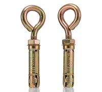 YoiYee M10 x 70mm （Requires 16mm Drill Bit) Concrete Eye Bolts for 16mm Masonry Drill Hole, Yellow Zinc-Plated Steel Masonry Expansion Anchor Bolts with Hex Nut for Heavy Duty Fixing, 2 Pieces