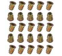 YoiYee M6 x 12mm Wood Insert Hex Socket Nuts, 25 Pack | Zinc alloy construction, zinc plated finish, 1.0mm thread pitch, requires 9mm drilled hole, flush flanged design