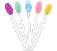 Yoizyfree 5 Pcs Lip Scrub Brush,Lip Scrubber Exfoliator,Double-Sided Silicone Lip Brush Tool for Men Women Lip Lightening, Lip Exfoliator Scrubber Tool for Dark Lips