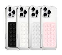 Yojaro 4Pack Silicone Suction Phone Case Mount, Silicon Adhesive Smartphones Stand Sticky, Hands-Free Phone Accessories Holder for Selfies and Videos (Black & White & Translucent & Light Pink)