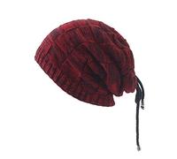 YOJEE Pony Tail Beanie Dread Beanie Knit Loop Scarf Neckerchief Dreadlocks Hat, Wine Red