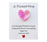 YOJO Pocket Hug Heart with Greeting Cards, Little Heart Pocket Hug Token, Long Distance Relationship Gifts, Thinking of You Gifts for Women Men, I Love You Gift for Him Her (Rose Red)