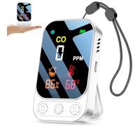 YOJOCK Portable 3-in-1 Carbon Monoxide Detector, Rechargeable CO Detector with Temperature & Humidity, 168+ Hours Standby, Loud Audible & Visual Alarm for Home, Travel, RV & Camping (White)