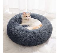 YOJOGEE Small Cat Bed for Indoor Cats, Self-Warming Donut Kitty Bed for Small Cats Keeping Warm, Washable Pet bed with Anti Slip Base, DarkGrey 40cm