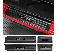 YOJOJOCO Door Sill Guards Compatible with Jeep Wrangler JL JLU 2018-2025 & Gladiator JT 2020-2025 Accessories Stainless Steel Material Carbon Fiber Texture Front and Rear Door Sill Protector