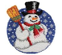 YOJOLO Latch Hook Rug Kit for Adults Kids Christmas Snowman Pre-Printed Pattern Carpet Large Tapestry Rug Making Kits Xmas Handcraft Embroidery Kit,20.5×20.5''