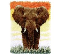 YOJOLO Latch Hook Rug Kit for Adults Kids DIY Elephant Pre-Printed Pattern Carpet Cushion Tapestry Rug Making Kits Handcraft Needlework Arts Craft Home Decor,85×58cm
