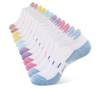 YOJOOM Ankle Socks for Women 6 Pairs Athletic Cotton Cushioned Running Low Cut Tab Socks Womens, White, 5-8