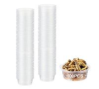 YOJOR 0.5oz Crested Gecko Food and Water Feeding Cups, Reptile Feeder Bowls, Plastic Replacement Food Dish for Lizard and Other Small Pet Ledge Accessories (100 pcs)
