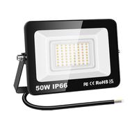 YOJZMA 50W 5000LM LED Floodlight Outdoor Daylight 4000K Warm White IP66 Waterproof Security Lighting for Garden, Garage, Yard, Sports Field, Patio, Driveway Porch