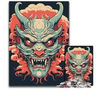 Yokai Oni Japanese Mask Jigsaw Puzzles for Adults 1000 Piece Wooden Jigsaw for Birthdays Holidays Best for Christmas 1000 PCS(75x50cm)