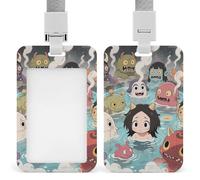Yokai Onsen Bath Retractable ID Badge Holder with Lanyard - Vertical Badge Reel,Keychain Clip,Name Tag Id Card Holder Protector for Nurse Officer Teacher Security Staff Women Men